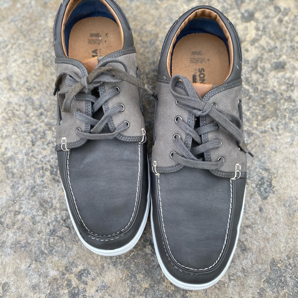 Sonoma Men's Dewey Lace Up Moc Toe Boat Shoe Gray